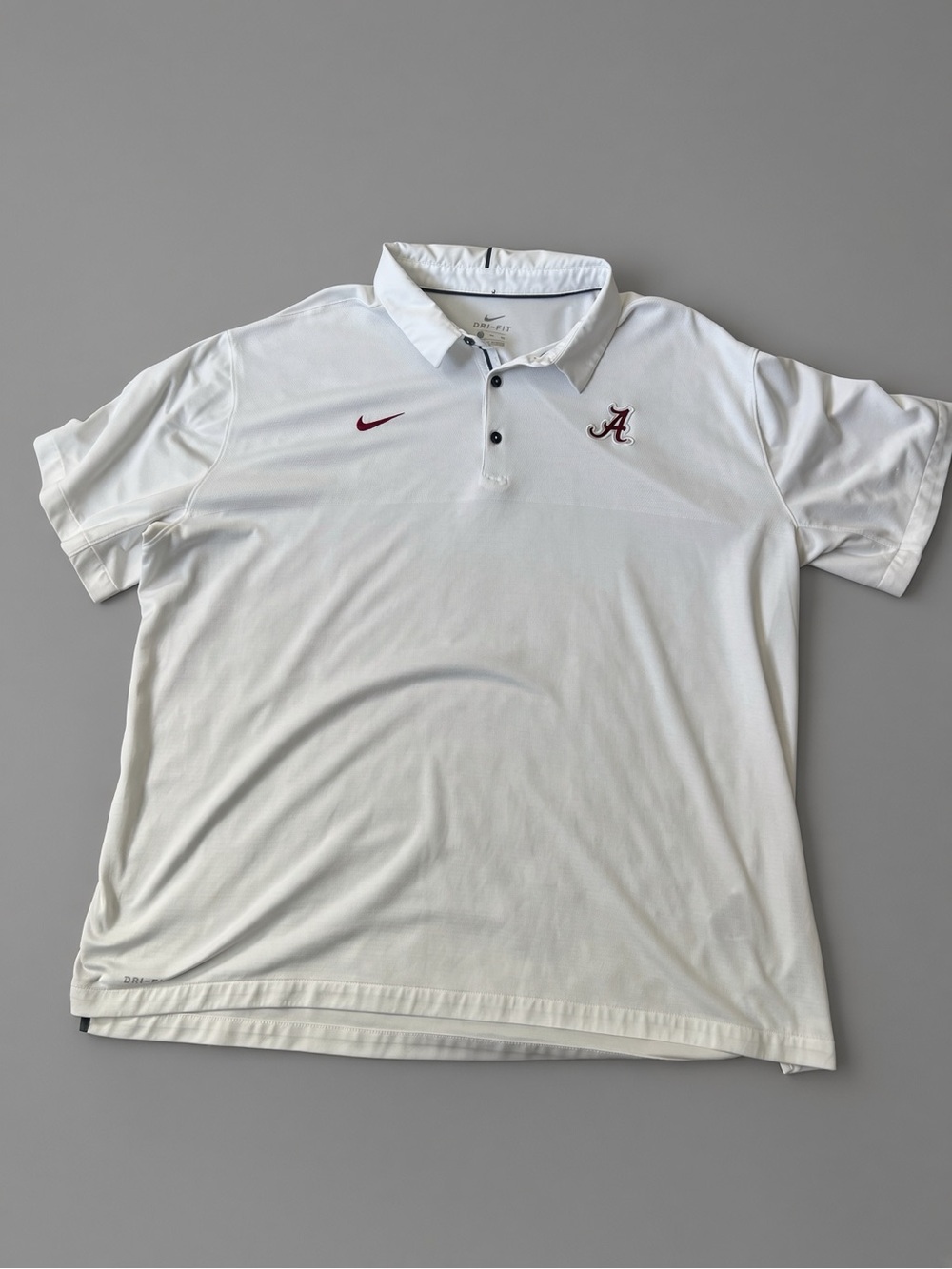Nike Men's White Polo with Crimson Alabama Logo